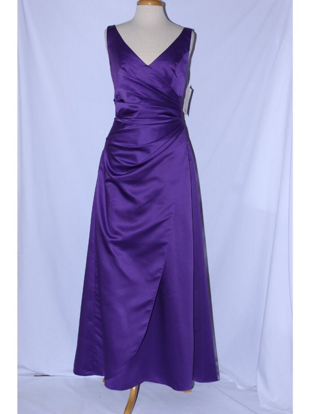 Romantic Bridals #5512 Long Satin Bridesmaid Dress-Size 14-AUBERGINE PURPLE-NWT